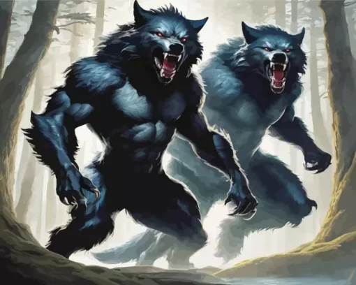 Black Werewolves Twins Diamond Painting