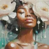 Black Woman Flowers Art Diamond Painting