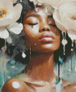 Black Woman Flowers Art Diamond Painting