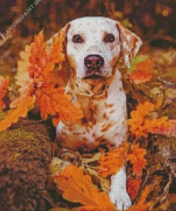 Blond Dalmatians And Leaves Diamond Painting