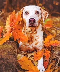 Blond Dalmatians And Leaves Diamond Painting