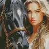 Blonde And Horse Diamond Painting