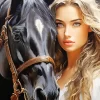 Blonde And Horse Diamond Painting