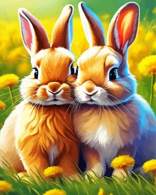 Blonde Bunnies Diamond Painting