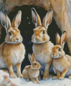 Blonde Bunnies Family Diamond Painting