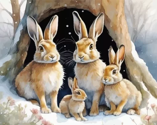 Blonde Bunnies Family Diamond Painting