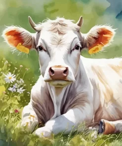 Blonde Cow Diamond Painting