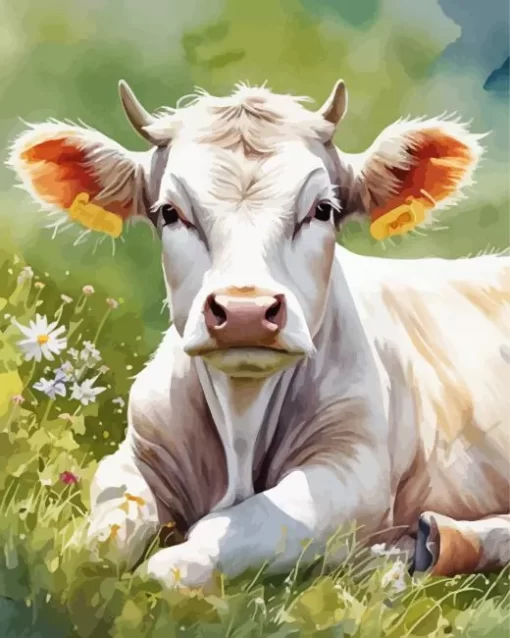 Blonde Cow Diamond Painting