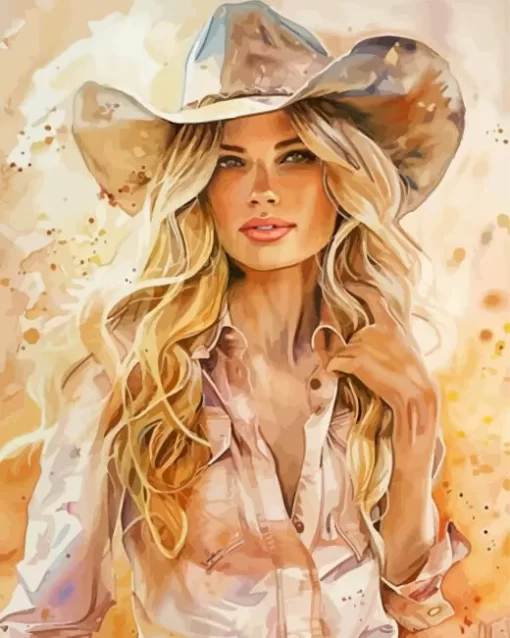 Blonde Cowgirl Art Diamond Painting