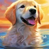 Blonde Labrador In Water Diamond Painting