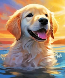 Blonde Labrador In Water Diamond Painting