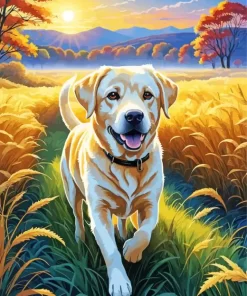 Blonde Labrador In Wheat Field Diamond Painting