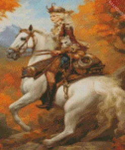 Blonde Woman And Horse Diamond Painting