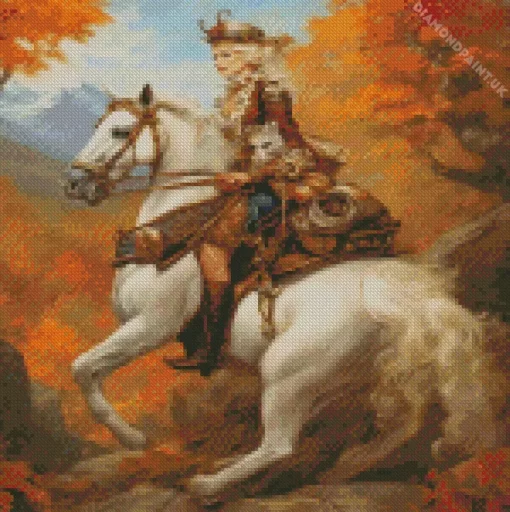 Blonde Woman And Horse Diamond Painting