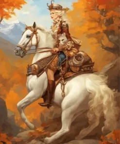 Blonde Woman And Horse Diamond Painting