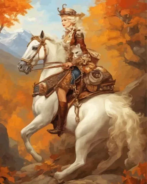 Blonde Woman And Horse Diamond Painting