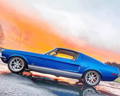 Blue 1960 Ford Mustang Diamond Painting