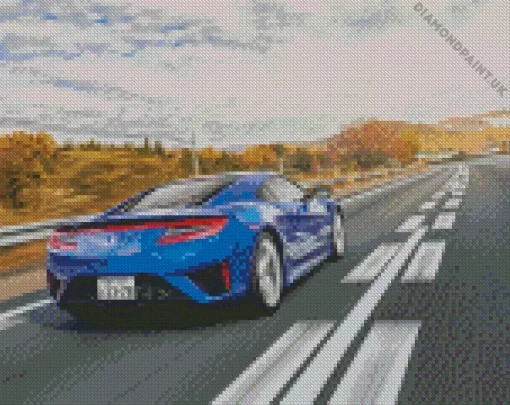 Blue Acura Nsx Car On Road Diamond Painting