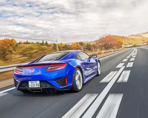 Blue Acura Nsx Car On Road Diamond Painting