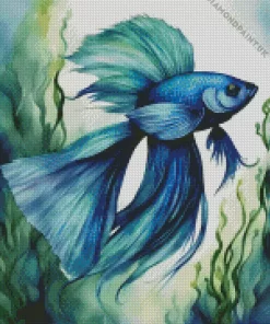 Blue And Green Betta Fish Diamond Painting