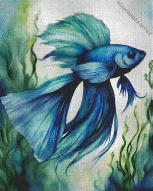 Blue And Green Betta Fish Diamond Painting