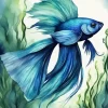 Blue And Green Betta Fish Diamond Painting