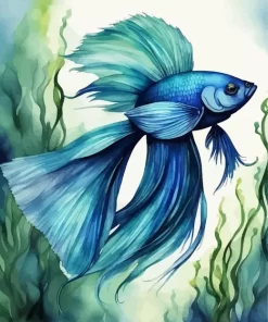 Blue And Green Betta Fish Diamond Painting