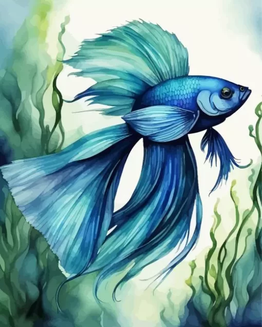 Blue And Green Betta Fish Diamond Painting