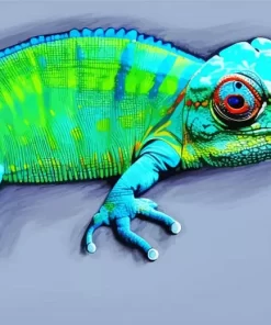 Blue And Green Chameleon Diamond Painting