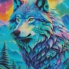 Blue And Green Wolf Art Diamond Painting