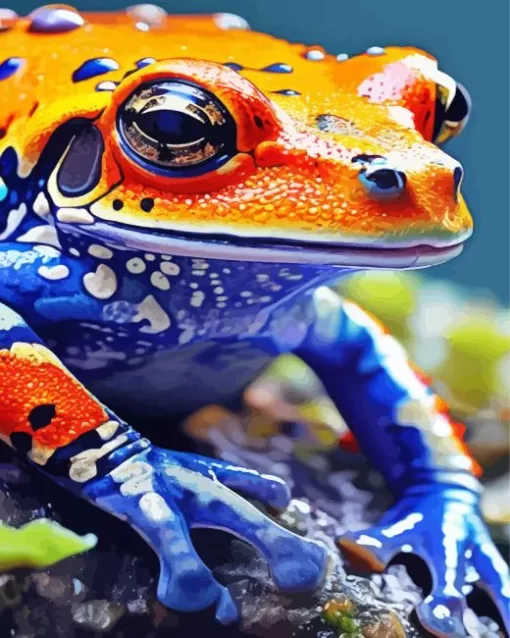 Blue And Orange Frog Diamond Painting