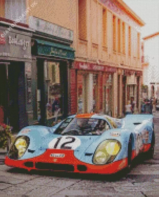 Blue And Orange Gt40 Car Diamond Painting