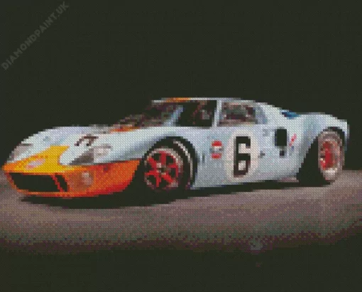 Blue And Orange Gt40 Race Car Diamond Painting