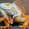 Blue And Orange Iguana Diamond Painting