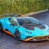 Blue And Orange Lamborghini Diamond Painting