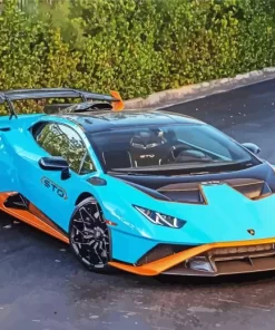 Blue And Orange Lamborghini Diamond Painting