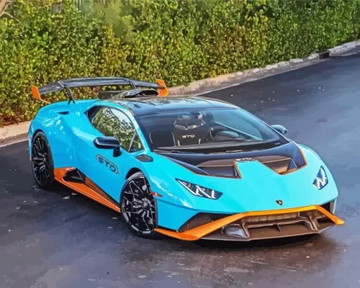 Blue And Orange Lamborghini Diamond Painting