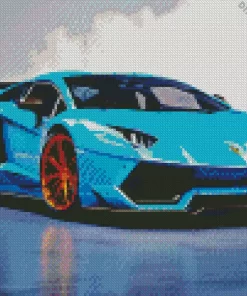 Blue And Orange Lamborghini Car Diamond Painting