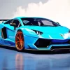 Blue And Orange Lamborghini Car Diamond Painting