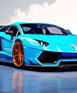 Blue And Orange Lamborghini Car Diamond Painting