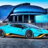 Blue And Orange Lamborghini Sport Car Diamond Painting