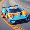 Blue And Orange Race Car Diamond Painting