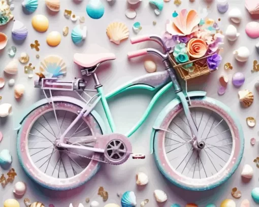 Blue And Pink Bike Diamond Painting