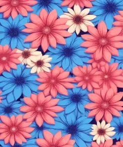 Blue And Pink Flowers Diamond Painting