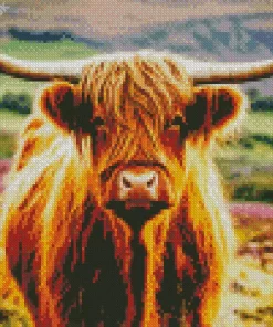 Brown Fluffy Cow Diamond Painting