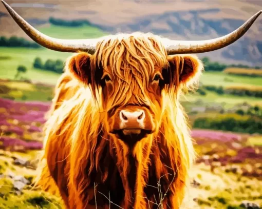 Brown Fluffy Cow Diamond Painting