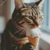 Cat Eating Ice Cream Diamond Painting