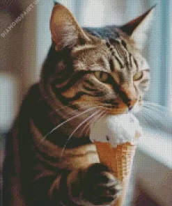 Cat Eating Ice Cream Diamond Painting