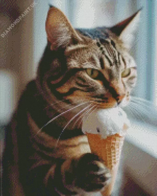 Cat Eating Ice Cream Diamond Painting