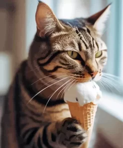 Cat Eating Ice Cream Diamond Painting